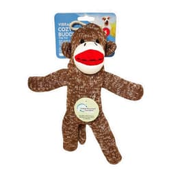 Vibrant Life Playful Buddy Sock Monkey Squeaky Dog Toy for Small to Medium Size Dogs, Colors May Vary, Washable