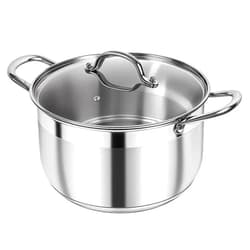 Kirecoo Stainless Steel Stock Pot - 5 Quart Heavy Duty Induction Cooking Pot with Visible Lid for Pasta, Soup, Spaghetti, Nonstick Thick Bottom Big Stockpot, Deep Cookware for Canning, Boiling, Simmer