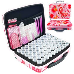 LIRUNQIU Diamond Painting Storage Containers, 60 Slots Diamond Art Accessories and Tools Kits Storage Box(Pink)