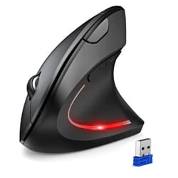 TECKNET Ergonomic Mouse, Wireless Bluetooth Vertical Mouse, 4800 DPI Optical Tracking, 6 Adjustable DPI, Quiet Clicks, 2.4GHz with USB A Receiver, 6 Buttons, Wide Compatibility - Black
