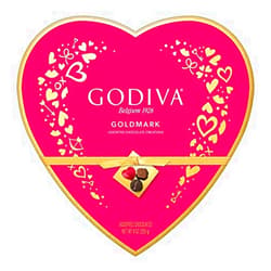 GODIVA Chocolatier LIMITED EDITION Godiva Goldmark Assorted Chocolate Creations 9 Oz. Heart (1 per order) Light Red 9 Ounce (Pack of 1)