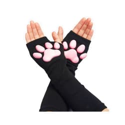 HOMEGYMFREE Cute Cat Paw Mittens Gloves, Kawaii Cat Cosplay Kawaii Soft 3D Toes Beans Fingerless Cat Claw Paws Pad Sleeve