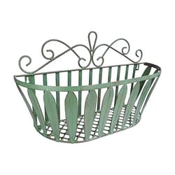 MADPIE Iron Wall Hanging Flower Basket, Retro Iron Flower Baskets,Wall Balcony Flower Rack,Metal Decorative Railing Shelf, for Outdoor Garden Balcony Fence Patio (Size : Large)