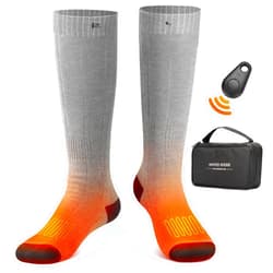 VELAZZIO Heated Socks for Men Women, Remote Control 4000mAh 3.7V Rechargeable Electric Heated Socks with 3 Heat Settings for Winter Sports
