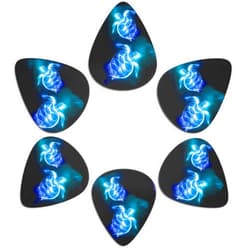 KEIAHUAN Guitar Picks For Bass, Electric, Acoustic Guitars Blue Neon Sea Turtle Print Set of 6