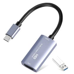 Guermok Video Capture Card, USB3.0 HDMI to USB C Audio Capture Card, 4K 1080P 60FPS Capture with Type-C Adapter Devices for Gaming Live Streaming, Video Recorder, Windows Mac OS System OBS Zoom