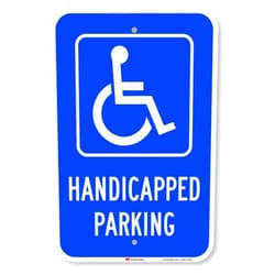 SmartSign Handicapped Parking Sign, 12 x 18 Inches 3M Engineer Grade Reflective Aluminum, Pre-Drilled Holes, USA Made