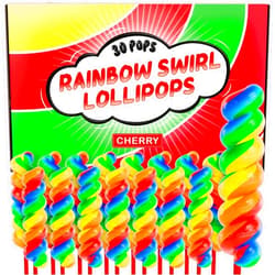 Primary Colors Candy Swirl Lollipops Individually Wrapped - Cherry 30pk- Twisty Lollipop Rainbow Suckers For Rainbow Party Favors - Cherry Candy For Party Favors - Cherry Lollipops Swirl Suckers & Lollipops For Kids