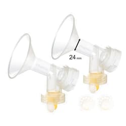 Maymom 2X One-Piece Breastshields, Valves, Membranes to Replace Medela Pump Parts, Incl. Pump in Style, Lactina, Symphony, Swing; 24 mm Standard breastshields; Made by Maymom Medium 24 mm