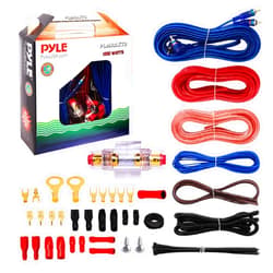 Pyle Marine and Car Audio Wiring Kit - 20ft 8 Gauge Power Wire - Up to 1000 Watts Amplifier Hookup for Battery, Head Unit & Stereo Speaker Installation - Marine Grade Cable & Gold Plated Fuse