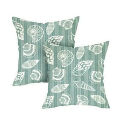 Fjfz Vintage Beach Conch Decorative Throw Pillow Covers 18 x 18 Set of 2, Retro Coastal Sea Shell Porch Outdoor Home Decor, Nautical Ocean Marine Striped Sofa Couch Cushion Case