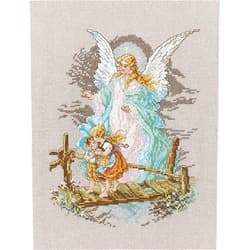 Janlynn Cross Stitch Kit, 8.125-Inch by 7-1/2-Inch, Guardian Angel,White