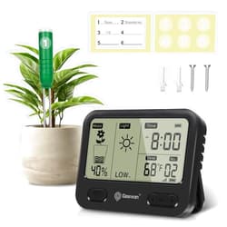 Geevon Soil Moisture Meter with Sensors, Soil Tester with Digital LCD Display and Moisture/Temperature/Sunlight/Time, 4-in-1 Wireless Test Kit for Garden, Lawn, Indoor&Outdoor Plants, 1 Sensor