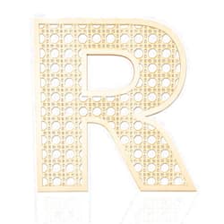 Focal20 Wooden Rattan Letters for Wall Decor Rustic Wooden Letters 12 Inch Wood Letter Rattan Wall Decor for Wedding Nursery Sign Baby Shower Newborn Birthday Gift Boho Bedroom Decoration (R)