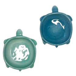 Top Brass Set of 2 – Ceramic Sea Turtle Jewelry Dish/Tray – Teal Blue and Turquoise Green Glazed Finish – Coastal Ocean Beach Décor Storage Trinket – Rings, Earrings, Necklace, Keys, Coins