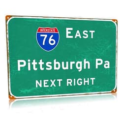 Buoraev Highway Vintage Metal Tin Signs East Pittsburgh Pa Next Right Metal Posters Airport Street Direction Signage Plaque Office Club Bar Wall Art Decor 12x16 Inches