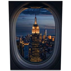 Lone Star Art First Class View of New York Poster - 11x14 Unframed - Aviation Travel Art, Empire State Building, Skyline, Plane Window Photography, Aerial Scenery, Living Room Home Office Decor, Urban Cityscape