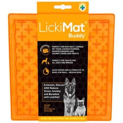 LickiMat Classic Buddy Slow Feeder for Dogs Lick Mat Boredom Anxiety Reducer Perfect for Food Treats Yogurt Liquid Food Peanut Butter Fun Alternative to a Slow Feed Dog Bowl, Orange