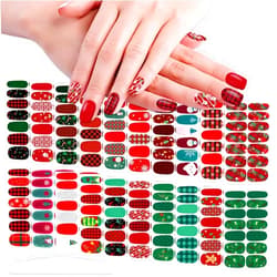 WOKOTO 20 Sheets Christmas Nail Polish Strips Full Nail Wraps for Women Girls Nail Art Stickers Gel Polish Strips Nail Design Stickers Full Nail Stickers for Nails Christmas Holiday Gel Nail Strips