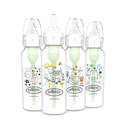 Dr. Brown's Natural Flow Anti-Colic Options+ Narrow Baby Bottle, 8 oz/250 mL, with Level 1 Slow Flow Nipple, BPA free, 0m+, Squirrel, Goat, Pig, Frog, 4-Pack