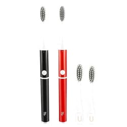 Flexforce electric toothbrush with AAA battery replaceable battery metal toothbrush handle replaceable toothbrush head, V1, 2 Count