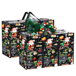 Yeshone 2 Pcs Christmas Ornament Storage Bags Christmas Tree Storage Bags 27 x 20 Inch Christmas Ornaments Storage Bag Xmas Heavy Duty Containers for Xmas Trees Ornaments Baubles(Black,Santa Claus Style)