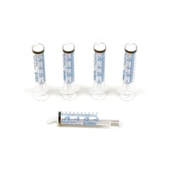 Easy Glide 10ML UltraFlo Oral Syringe with Cap - Eccentric Tip - 2 Teaspoon - 10cc O-Ring Plunger Rod - QTY 5
