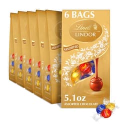Lindt LINDOR Assorted Chocolate Truffles, Chocolate Candy with Smooth, Melting Truffle Center, Great for Gift Giving, 5.1 oz. Bag (6 Pack)