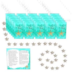 Smiling Wisdom - Bulk 25 Gift Sets - The Starfish Story You Make a Profound Difference Appreciation Mini Cards - Artistic Beads and Bags - Staff Employee Men Women - 75pcs - Silver Seafoam