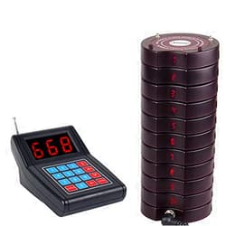SHIHUI 10 Coaster New Black Pagers+1 Keypad Transmitter Pager Restaurant Wireless Calling System Waiter Wireless Guest Paging System