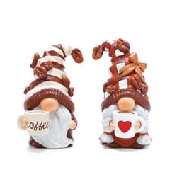 Hodao 2PCS Coffee Gnomes Figurines - Swedish Tomte Elf Dwarf Decor for Bar, Home, Gifts