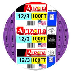 ARIZONA ELECTRICAL SOLUTIONS 100 FEET 12/3 Type NM-B Copper. #12 AWG, 3 Conductors with Ground. Insulated Jacket Purple