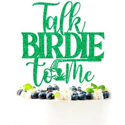 PYBHILK Green Glitter Talk Birdie to Me Cake Topper, Officially Retired/Happy Retirement, Golf Themed Rude Retirement Party Decorations Supplies