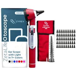 Zyrev ZetaLife Otoscope Set with 50 Extra Disposable Specula Tips, Maroon