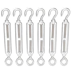 YAMASO 6Pcs M6 Hook & Eye Turnbuckle Wire Rope Tensioner Stainless Steel 304
