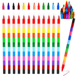 Ailixinda 12 Pieces Stacking Crayons Buildable Crayons,DIY Rainbow Pencils Stackable Crayons for Kids,Stackable Buildable Crayons Colorful Crayon Party Favors for Office School Supplies,12 Colors