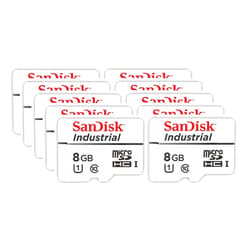 SanDisk Industrial 8GB Micro SD Memory Card Class 10 UHS-I MicroSDHC (Bulk 10 Pack) in Cases (SDSDQAF3-008G-I) Bundle with (1) Everything But Stromboli Card Reader