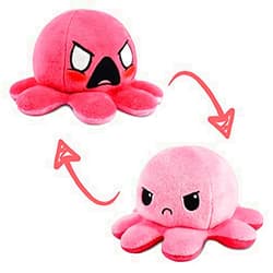 TeeTurtle | The Moody Reversible Octopus Plushie | Patented Design | Sensory Fidget Toy for Stress Relief | Light Pink + Pink | Angry + Rage | Show Your Mood Without Saying a Word!