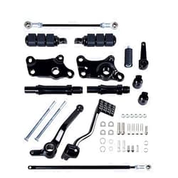 Astra Depot USA Compatible with Harley Sportster XL 883 1200 Forward Controls Pegs Levers Linkage Kit (1991-2003, Black)