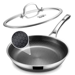 Yonida Non Stick Frying Pans, 12-inch with Lid, Hybrid Fajita Pans Nonstick,non stick Skillets Stainless Steel, Dishwasher & Oven-Safe, Induction Compatible Cooking Pan, PFOA Free Cookware