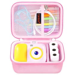 Canboc Camera Case Compatible with stinaolt/YEEHAO Camera Instant Camera, Digital Camera Instant Print Bag fit Print Paper, Colorful Pen, USB Cable, Pink (Case Only)