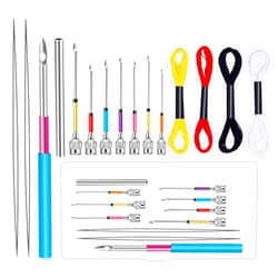 Mayboos 8 Pcs Punch Needles, Punch Needle Kit Embroidery Stitching Punch Needle, Embroidery Poking Cross Stitch Tools Needle Punch Kit Knitting Needle Art Handmaking Sewing Needles with 4 Colors Thread