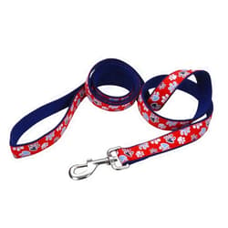 Coastal Pet Ribbon Dog Leash - Contemporary Stylish Look - Durable Fade-Resistant Nylon Material - Perfect for Dogs of Any Size - Red with Paws, 1