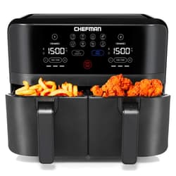 Chefman TurboFry Touch Dual Air Fryer, Maximize The Healthiest Meals With Double Basket Capacity, One-Touch Digital Controls And Shake Reminder For The Perfect Crispy And Low-Calorie Finish