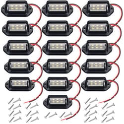 Mudder 16 PCS LED License Plate Light 12V Waterproof License Plate Lamp Taillight White Trailer LED Lights License Plate Tail Light Step Courtesy Light Dome Cargo Lights for Truck SUV Van RV Trailer (Black)