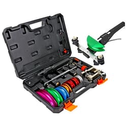 CARVALAX Pipe Tube Bender Set, for 1/4” to 7/8” O.D, 90° Ratcheting Tubing Bender Kit with Reverse Bending Adapters and 7 Multi-Color Aluminum Heads, for HVAC Air Condition Hydraulic Work