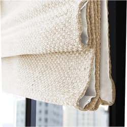 Birsppy Roman Shades Cordless Window Blinds, Beige White Custom Lined Blackout Window Shades, Thermal Fabric Washable Roman Shades Room Darkening Privacy for Home, Window, French Door, Kitchen