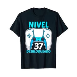 37 Cumpleaños Juego De Azar Trajes Level 37 Unlocked Gamer 37 Years Gaming Birthday T-Shirt