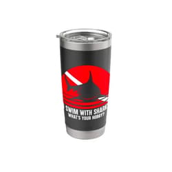 Scuba Diving Funny Apparel Men and Women Divers Scuba Diver Gift Shark Ocean Vintage Scuba Diving Flag Stainless Steel Insulated Tumbler