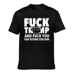 YvoneDBrownn Fuck Trump and Fuck You for Voting for Him Men's T-Shirt,Men's Short Sleeve Tees,Black T-Shirts for Men Small